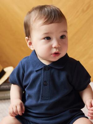 マタニティ ワンピース|【親子コーデセット】半袖ポロワンピース（ひざ下丈）＆襟付きポロロンパース　出産準備　ギフト　マタニティ・授乳服|ネイビー(70-80cm)