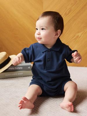 マタニティ ワンピース|【親子コーデセット】半袖ポロワンピース（ひざ下丈）＆襟付きポロロンパース　出産準備　ギフト　マタニティ・授乳服|ネイビー(70-80cm)