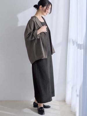 マタニティ ワンピース|シアージャケット×ノースリワンピースセット　マタニティ・産後【産後も長く着れる】Rosemadame（ローズマダム）|チャコール