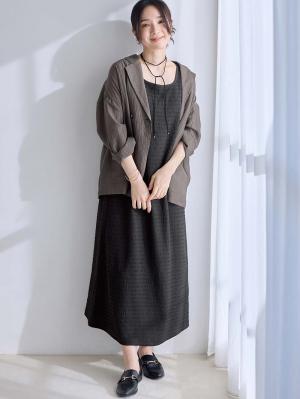 マタニティ ワンピース|シアージャケット×ノースリワンピースセット　マタニティ・産後【産後も長く着れる】Rosemadame（ローズマダム）|チャコール