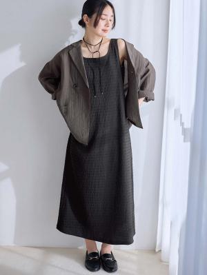 マタニティ ワンピース|シアージャケット×ノースリワンピースセット　マタニティ・産後【産後も長く着れる】Rosemadame（ローズマダム）|チャコール