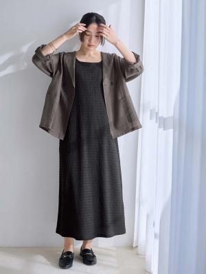 マタニティ ワンピース|シアージャケット×ノースリワンピースセット　マタニティ・産後【産後も長く着れる】Rosemadame（ローズマダム）|チャコール