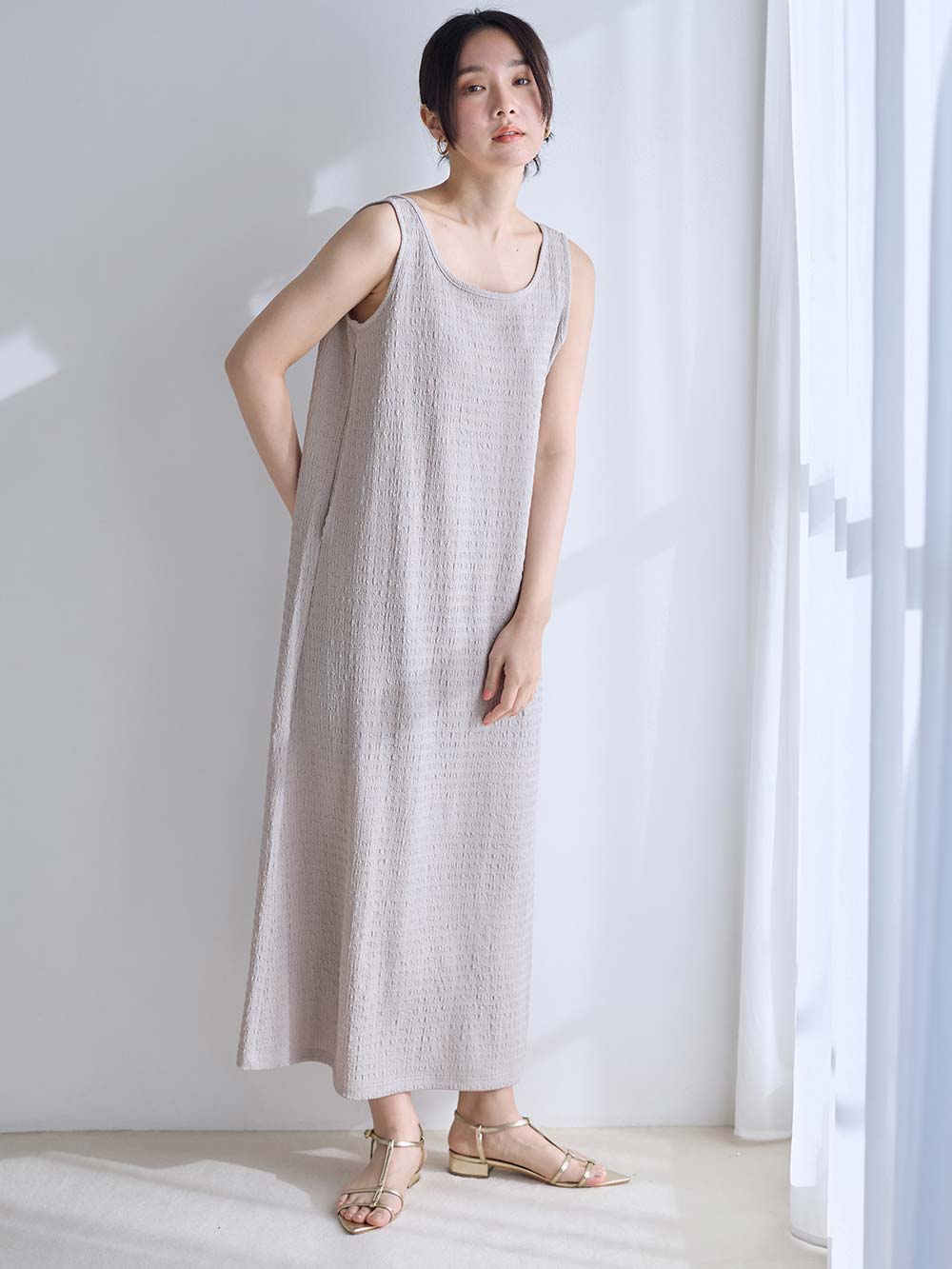 マタニティ ワンピース|シアージャケット×ノースリワンピースセット　マタニティ・産後【産後も長く着れる】Rosemadame（ローズマダム）|サックス