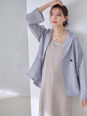 マタニティ ワンピース|シアージャケット×ノースリワンピースセット　マタニティ・産後【産後も長く着れる】Rosemadame（ローズマダム）|サックス