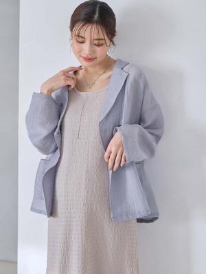 マタニティ ワンピース|シアージャケット×ノースリワンピースセット　マタニティ・産後【産後も長く着れる】Rosemadame（ローズマダム）|サックス