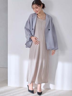 マタニティ ワンピース|シアージャケット×ノースリワンピースセット　マタニティ・産後【産後も長く着れる】Rosemadame（ローズマダム）|サックス