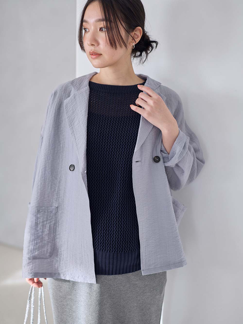 マタニティ ワンピース|シアージャケット×ノースリワンピースセット　マタニティ・産後【産後も長く着れる】Rosemadame（ローズマダム）|サックス