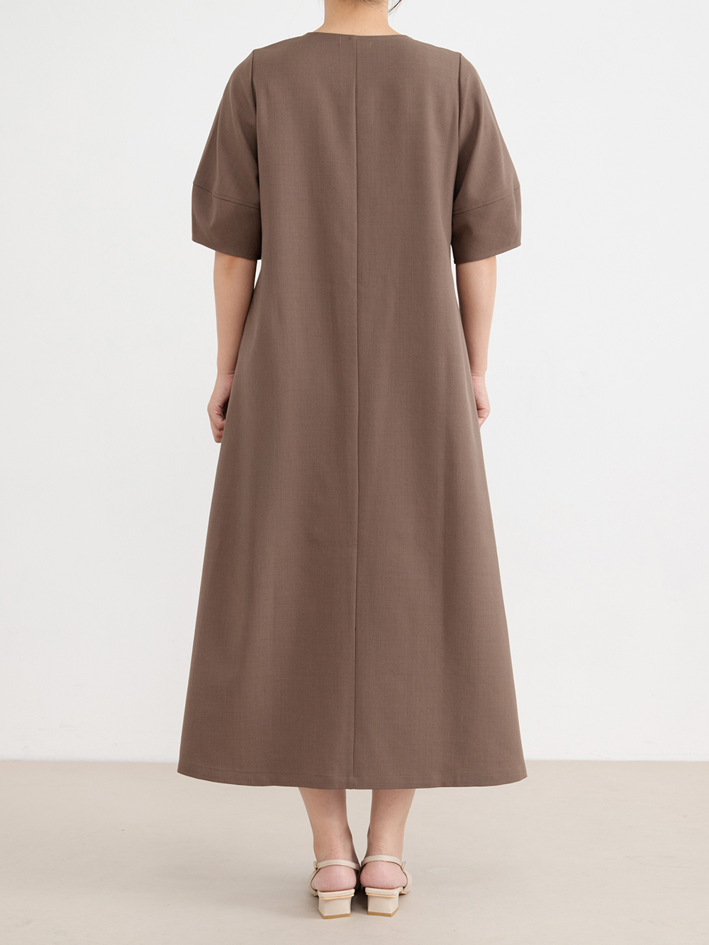 マタニティ ワンピース|ランタンスリーブウエストリボン付きワンピース　マタニティ・産後【産後も長く着れる】Rosemadame（ローズマダム）