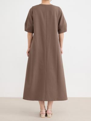 マタニティ ワンピース|ランタンスリーブウエストリボン付きワンピース　マタニティ・産後【産後も長く着れる】Rosemadame（ローズマダム）