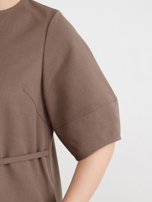 マタニティ ワンピース|ランタンスリーブウエストリボン付きワンピース　マタニティ・産後【産後も長く着れる】Rosemadame（ローズマダム）