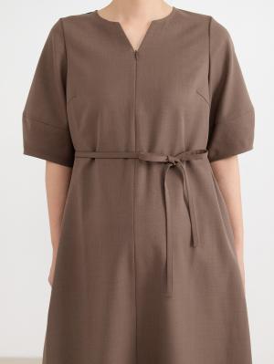 マタニティ ワンピース|ランタンスリーブウエストリボン付きワンピース　マタニティ・産後【産後も長く着れる】Rosemadame（ローズマダム）