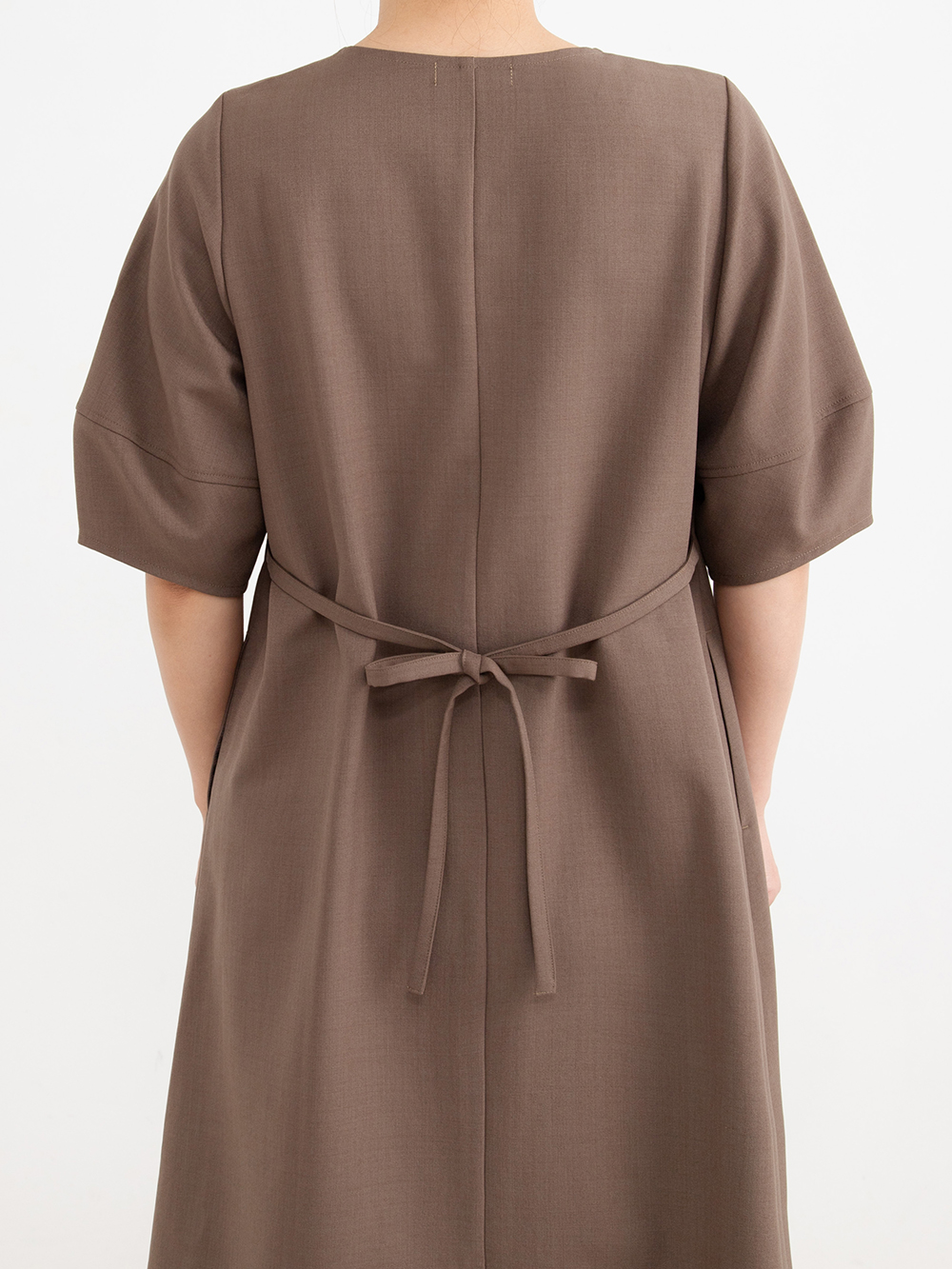 マタニティ ワンピース|ランタンスリーブウエストリボン付きワンピース　マタニティ・産後【産後も長く着れる】Rosemadame（ローズマダム）