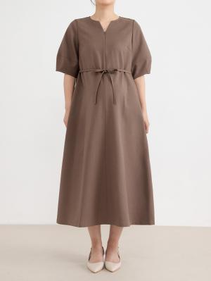 マタニティ ワンピース|ランタンスリーブウエストリボン付きワンピース　マタニティ・産後【産後も長く着れる】Rosemadame（ローズマダム）