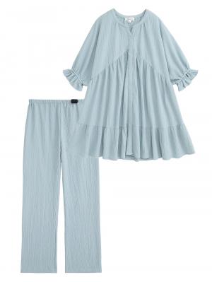 マタニティ パジャマ・ルームウェア|ふくれジャカードパジャマ　マタニティ・授乳パジャマ【産後も長く着れる】Rosemadame（ローズマダム）|ライトグリーン