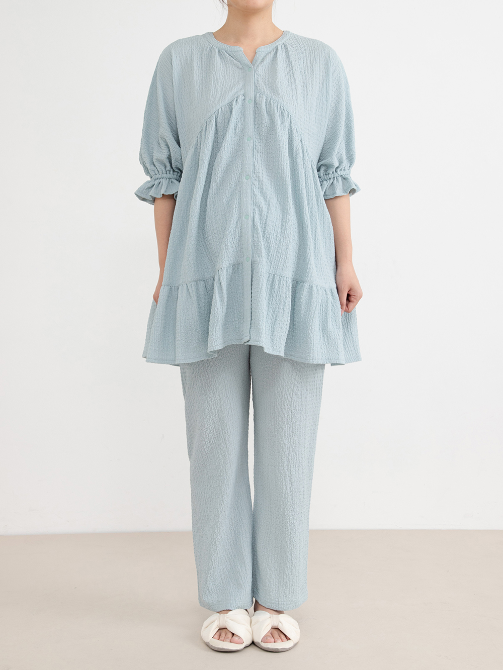 マタニティ パジャマ・ルームウェア|ふくれジャカードパジャマ　マタニティ・授乳パジャマ【産後も長く着れる】Rosemadame（ローズマダム）