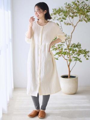 マタニティ パジャマ・ルームウェア|ポコポコガーゼ丸首パジャマ　マタニティ・授乳パジャマ【産後も長く着れる】INUJIRUSHI（イヌジルシ）