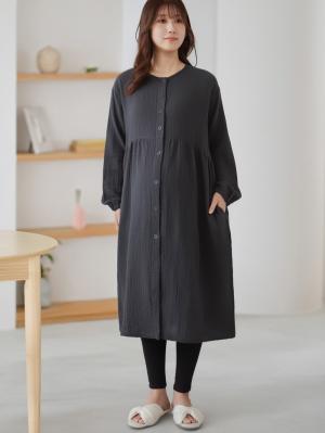 ポコポコガーゼ丸首パジャマ　マタニティ・授乳パジャマ【産後も長く着れる】INUJIRUSHI（イヌジルシ）10635