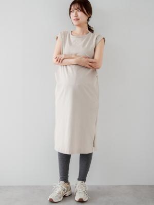 マタニティ パジャマ・ルームウェア|ポコポコガーゼ丸首パジャマ　マタニティ・授乳パジャマ【産後も長く着れる】INUJIRUSHI（イヌジルシ）