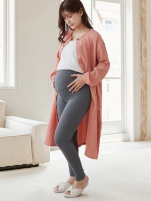 マタニティ パジャマ・ルームウェア|ポコポコガーゼ丸首パジャマ　マタニティ・授乳パジャマ【産後も長く着れる】INUJIRUSHI（イヌジルシ）|ローズピンク