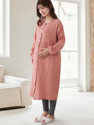 ポコポコガーゼ丸首パジャマ　マタニティ・授乳パジャマ【産後も長く着れる】INUJIRUSHI（イヌジルシ）10635