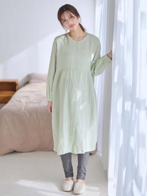 マタニティ パジャマ・ルームウェア|ポコポコガーゼ丸首パジャマ　マタニティ・授乳パジャマ【産後も長く着れる】INUJIRUSHI（イヌジルシ）|ローズピンク