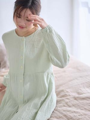 ポコポコガーゼ丸首パジャマ　マタニティ・授乳パジャマ【産後も長く着れる】INUJIRUSHI（イヌジルシ）10635