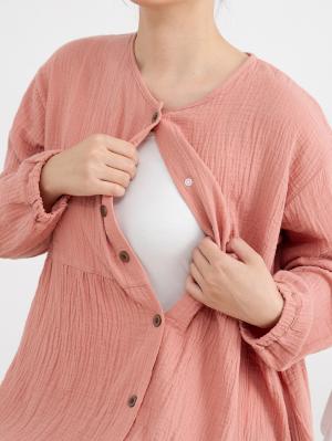 マタニティ パジャマ・ルームウェア|ポコポコガーゼ丸首パジャマ　マタニティ・授乳パジャマ【産後も長く着れる】INUJIRUSHI（イヌジルシ）