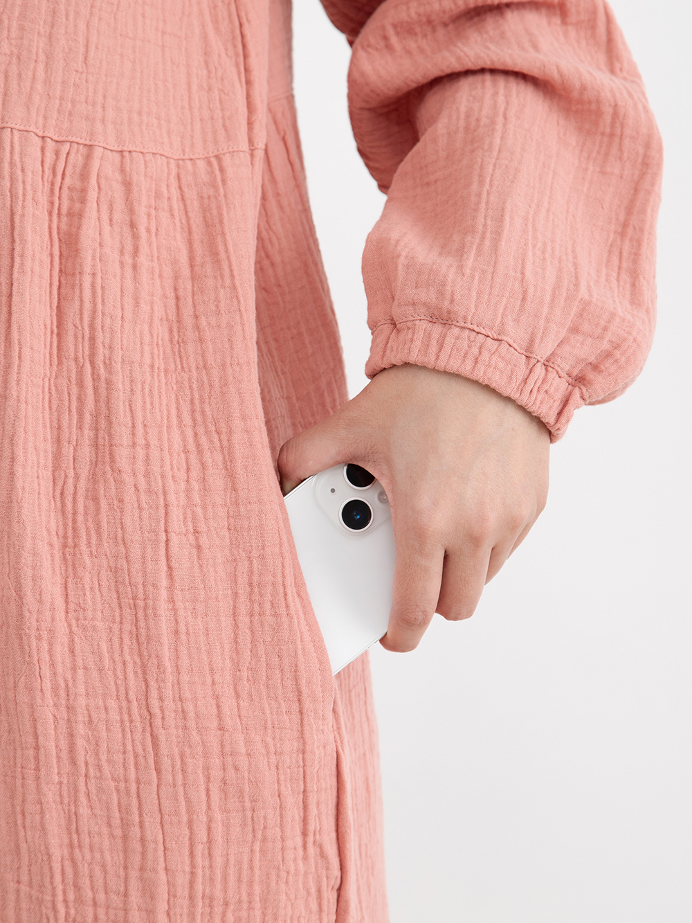 マタニティ パジャマ・ルームウェア|ポコポコガーゼ丸首パジャマ　マタニティ・授乳パジャマ【産後も長く着れる】INUJIRUSHI（イヌジルシ）