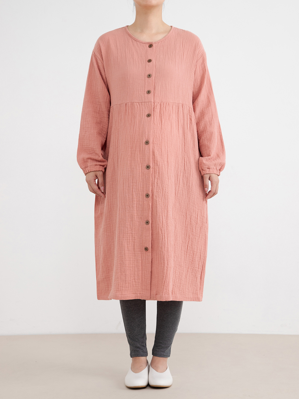 マタニティ パジャマ・ルームウェア|ポコポコガーゼ丸首パジャマ　マタニティ・授乳パジャマ【産後も長く着れる】INUJIRUSHI（イヌジルシ）