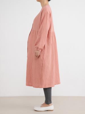 マタニティ パジャマ・ルームウェア|ポコポコガーゼ丸首パジャマ　マタニティ・授乳パジャマ【産後も長く着れる】INUJIRUSHI（イヌジルシ）