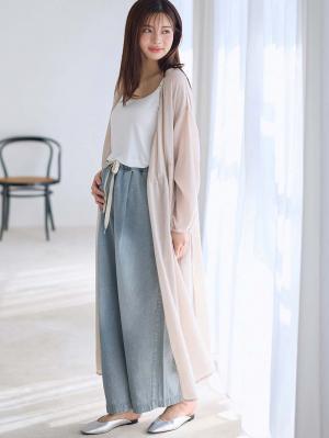 マタニティ パジャマ・ルームウェア|やわらかデニムワイドパンツ　マタニティ・産後【産後も長く着れる】INUJIRUSHI（イヌジルシ）|ブルー