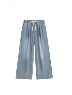 マタニティ パジャマ・ルームウェア|やわらかデニムワイドパンツ　マタニティ・産後【産後も長く着れる】INUJIRUSHI（イヌジルシ）|ブルー