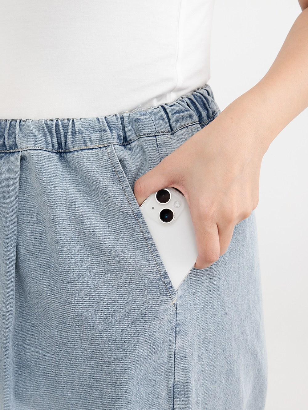 マタニティ パジャマ・ルームウェア|やわらかデニムワイドパンツ　マタニティ・産後【産後も長く着れる】INUJIRUSHI（イヌジルシ）