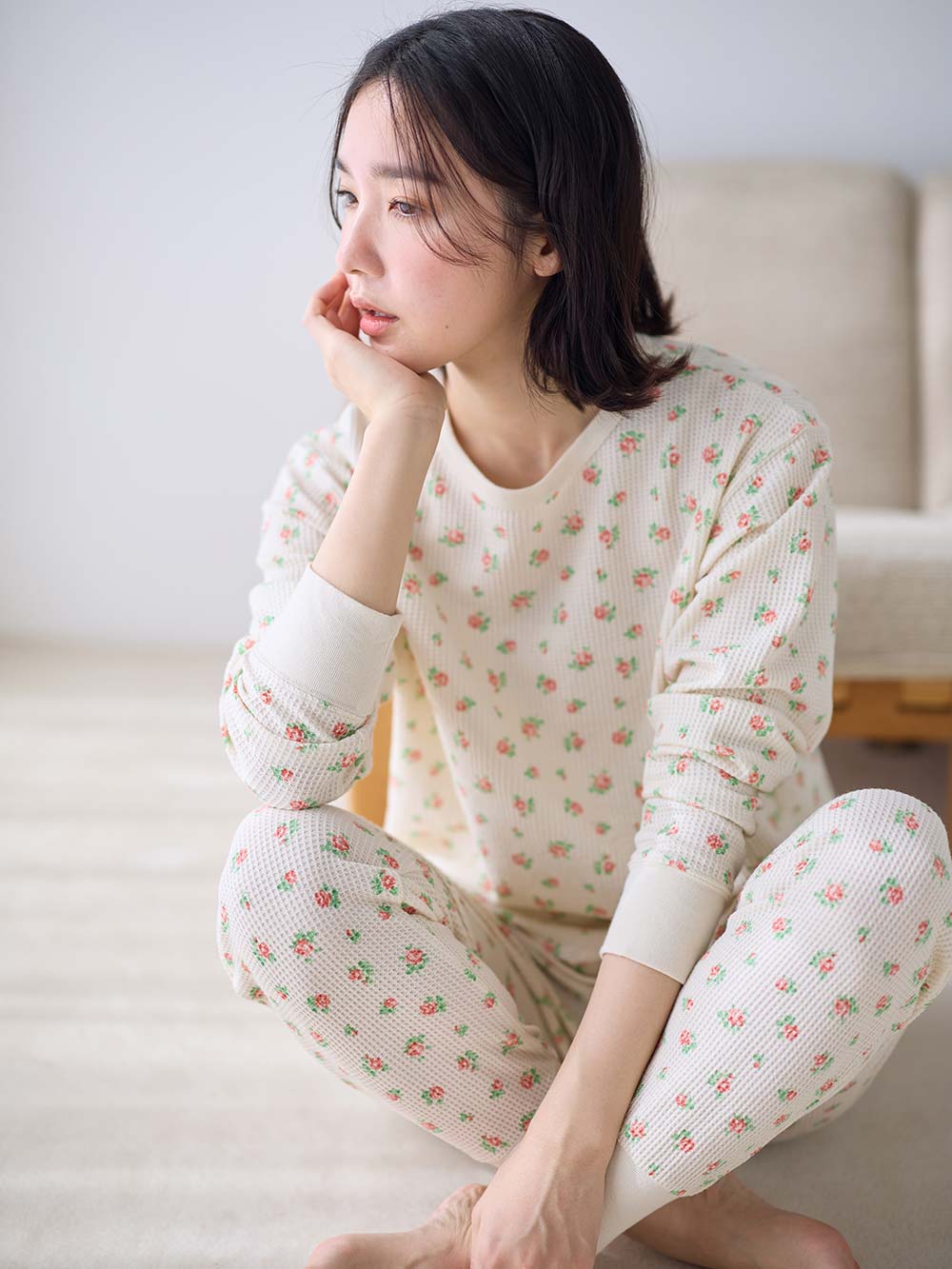 マタニティ パジャマ・ルームウェア|長袖サーマルパジャマ3点セット　JEMORGAN（ジェーイーモーガン）　ギフト　マタニティ・産後【出産後も長く使える】|ピンク