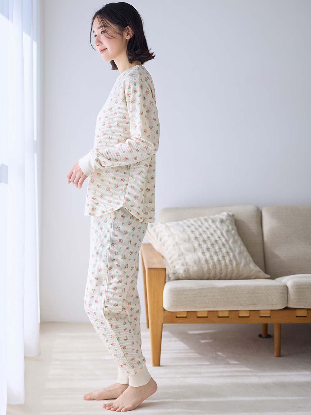 マタニティ パジャマ・ルームウェア|長袖サーマルパジャマ3点セット　JEMORGAN（ジェーイーモーガン）　ギフト　マタニティ・産後【出産後も長く使える】|ピンク