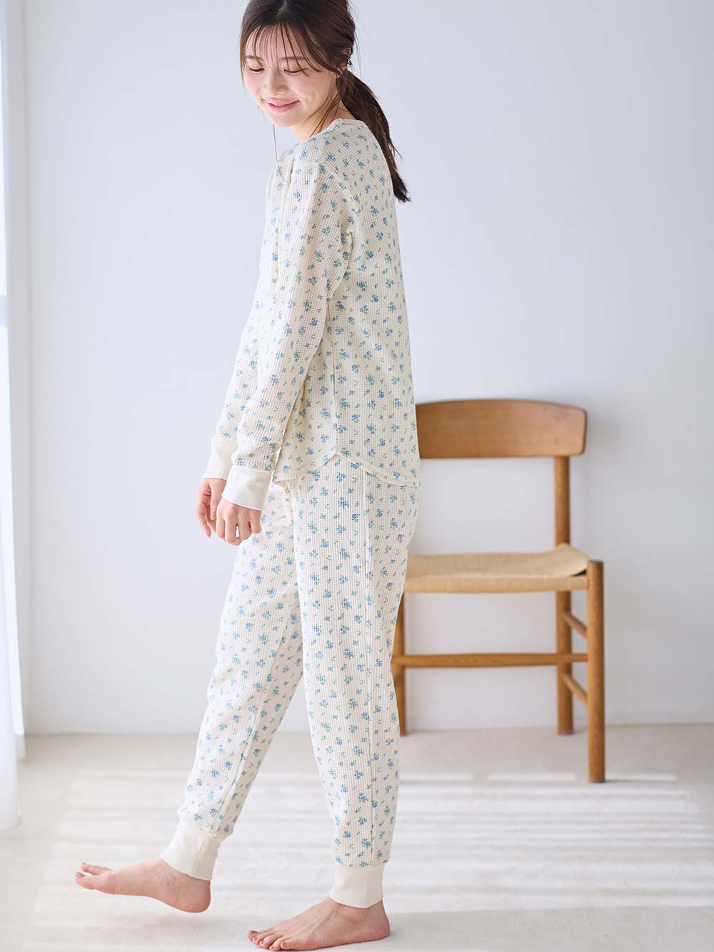 マタニティ パジャマ・ルームウェア|長袖サーマルパジャマ3点セット　JEMORGAN（ジェーイーモーガン）　ギフト　マタニティ・産後【出産後も長く使える】|サックス