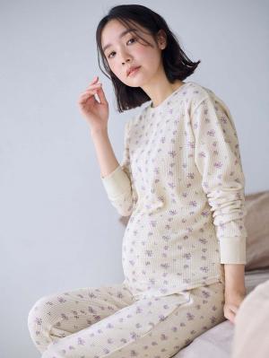 マタニティ パジャマ・ルームウェア|長袖サーマルパジャマ3点セット　JEMORGAN（ジェーイーモーガン）　ギフト　マタニティ・産後【出産後も長く使える】|ラベンダー