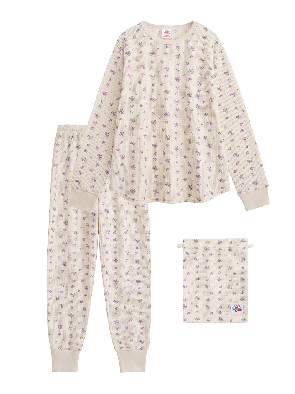 マタニティ パジャマ・ルームウェア|長袖サーマルパジャマ3点セット　JEMORGAN（ジェーイーモーガン）　ギフト　マタニティ・産後【出産後も長く使える】|ラベンダー