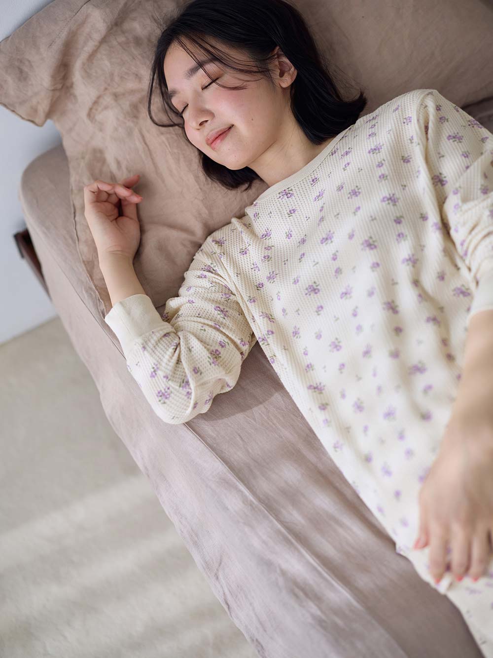 マタニティ パジャマ・ルームウェア|長袖サーマルパジャマ3点セット　JEMORGAN（ジェーイーモーガン）　ギフト　マタニティ・産後【出産後も長く使える】|ラベンダー