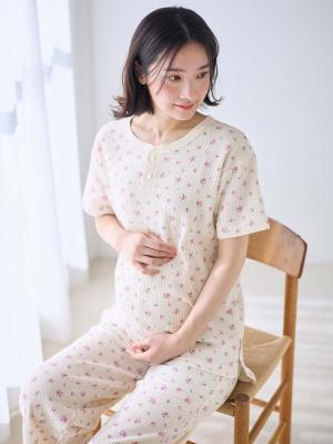 マタニティ パジャマ・ルームウェア|半袖サーマルパジャマ3点セット　JEMORGAN（ジェーイーモーガン）　ギフト　マタニティ・産後【出産後も長く使える】|パープル