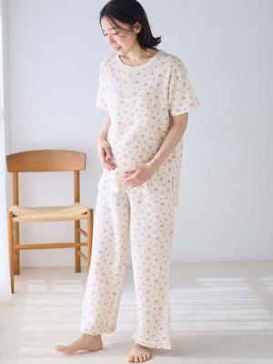 マタニティ パジャマ・ルームウェア|半袖サーマルパジャマ3点セット　JEMORGAN（ジェーイーモーガン）　ギフト　マタニティ・産後【出産後も長く使える】|パープル