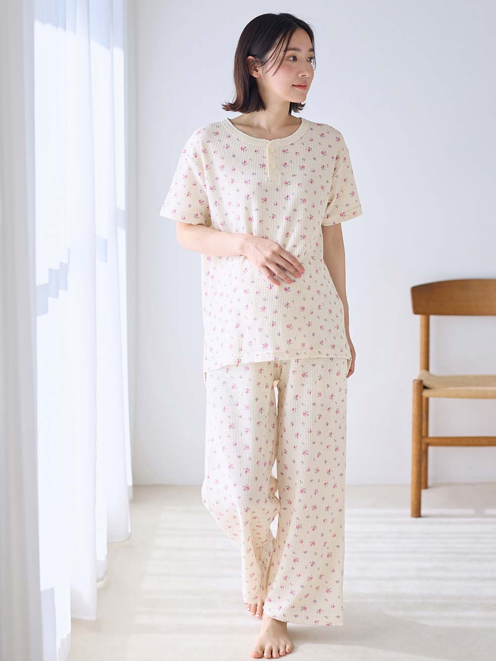 マタニティ パジャマ・ルームウェア|半袖サーマルパジャマ3点セット　JEMORGAN（ジェーイーモーガン）　ギフト　マタニティ・産後【出産後も長く使える】|パープル