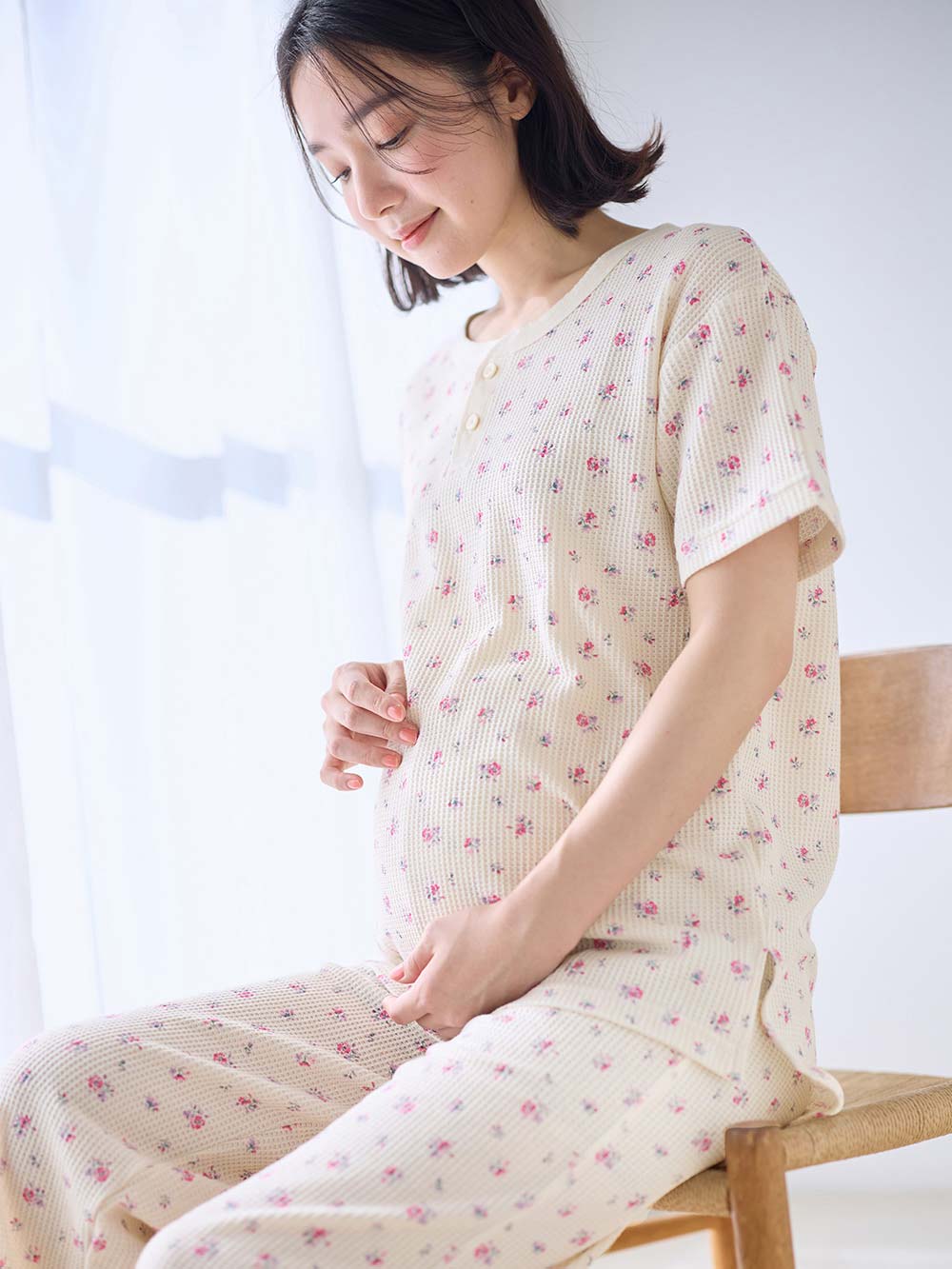 マタニティ パジャマ・ルームウェア|半袖サーマルパジャマ3点セット　JEMORGAN（ジェーイーモーガン）　ギフト　マタニティ・産後【出産後も長く使える】|パープル