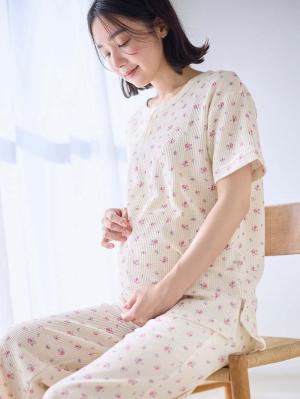 マタニティ パジャマ・ルームウェア|半袖サーマルパジャマ3点セット　JEMORGAN（ジェーイーモーガン）　ギフト　マタニティ・産後【出産後も長く使える】|パープル