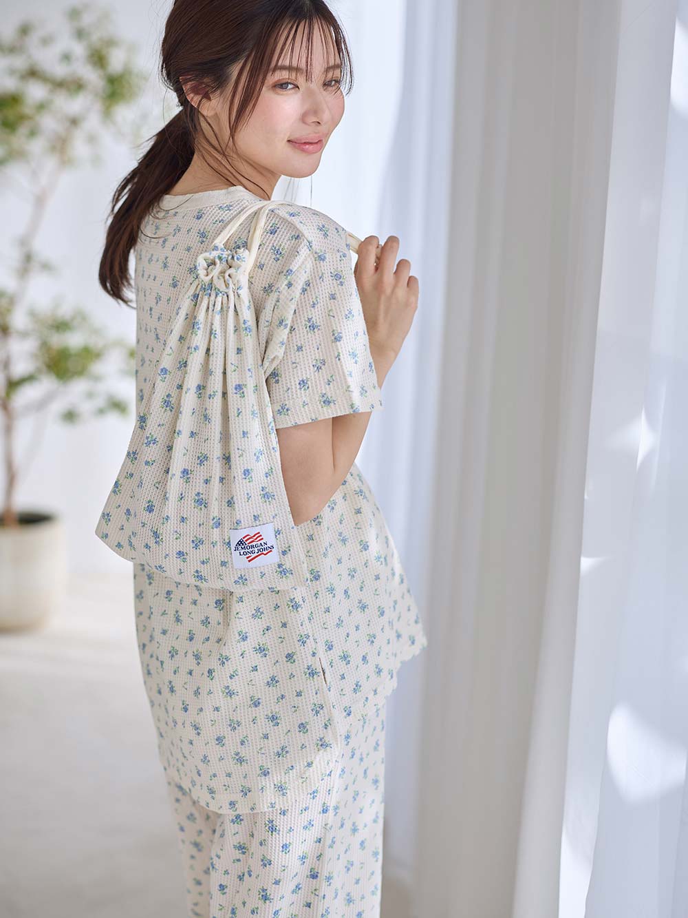 マタニティ パジャマ・ルームウェア|半袖サーマルパジャマ3点セット　JEMORGAN（ジェーイーモーガン）　ギフト　マタニティ・産後【出産後も長く使える】|サックス