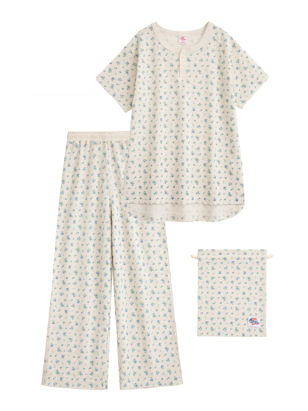 マタニティ パジャマ・ルームウェア|半袖サーマルパジャマ3点セット　JEMORGAN（ジェーイーモーガン）　ギフト　マタニティ・産後【出産後も長く使える】|サックス