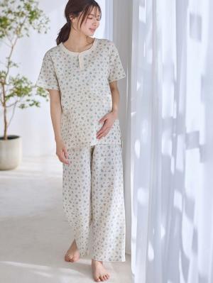 マタニティ パジャマ・ルームウェア|半袖サーマルパジャマ3点セット　JEMORGAN（ジェーイーモーガン）　ギフト　マタニティ・産後【出産後も長く使える】|サックス