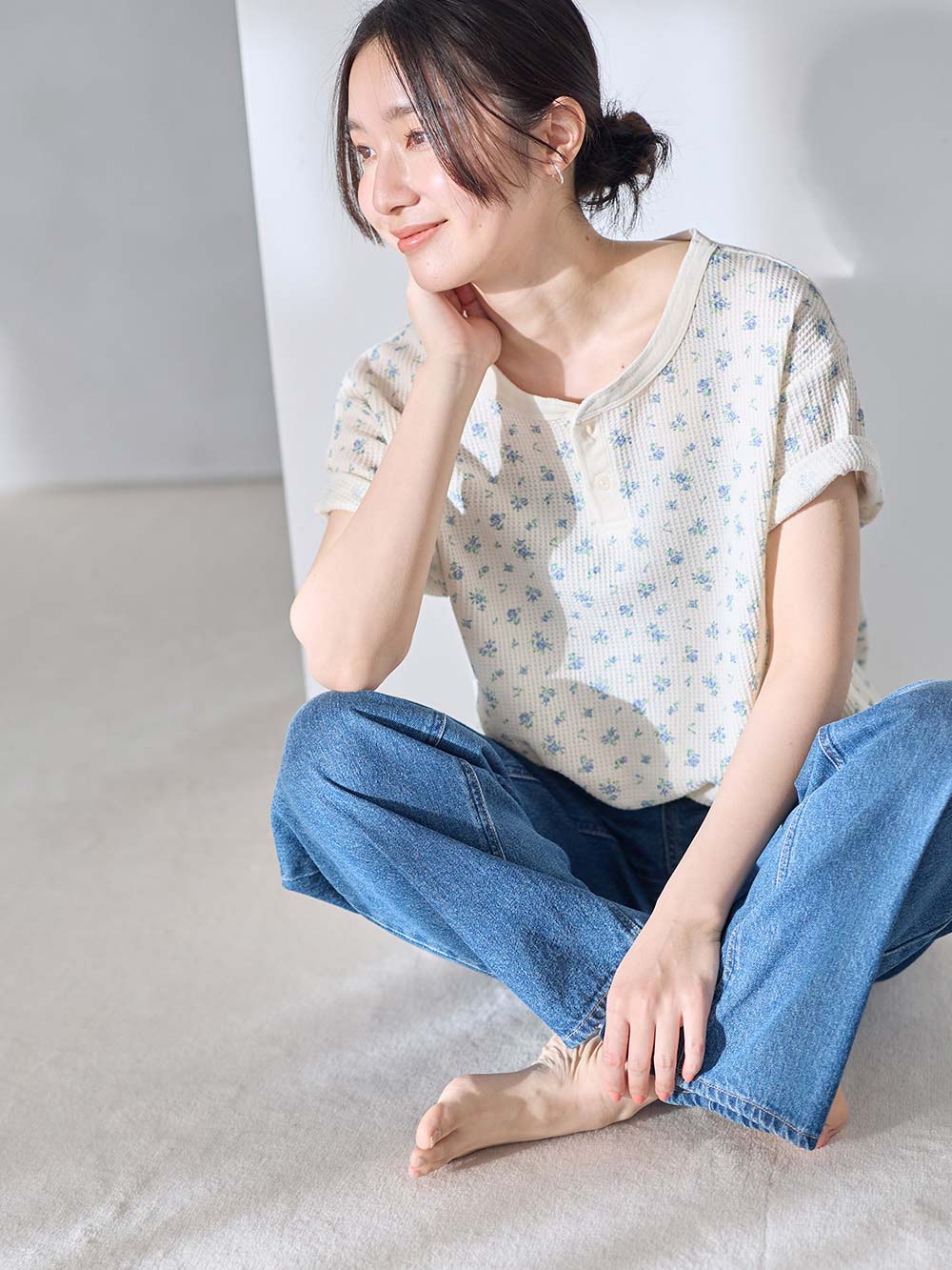 マタニティ パジャマ・ルームウェア|半袖サーマルパジャマ3点セット　JEMORGAN（ジェーイーモーガン）　ギフト　マタニティ・産後【出産後も長く使える】|サックス