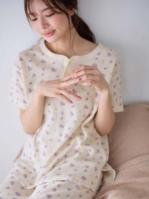 マタニティ パジャマ・ルームウェア|半袖サーマルパジャマ3点セット　JEMORGAN（ジェーイーモーガン）　ギフト　マタニティ・産後【出産後も長く使える】|ラベンダー