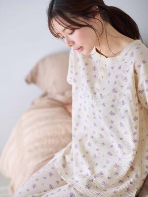 マタニティ パジャマ・ルームウェア|半袖サーマルパジャマ3点セット　JEMORGAN（ジェーイーモーガン）　ギフト　マタニティ・産後【出産後も長く使える】|ラベンダー